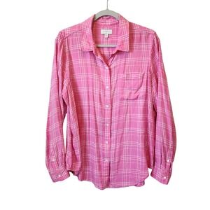Lucky Brand Womens Soft Pink Plaid Cotton Shirt Barbiecore Western Preppy, Large